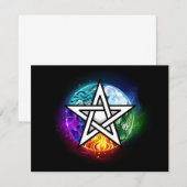 Wiccan pentagram RSVP kaartje (Voorkant / Achterkant)