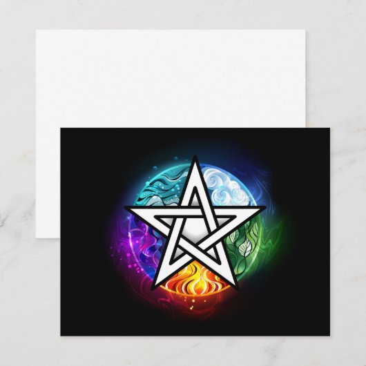 Wiccan pentagram RSVP kaartje (Voorkant / Achterkant)