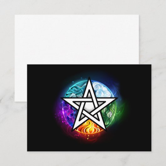 Wiccan pentagram RSVP kaartje (Voorkant / Achterkant)