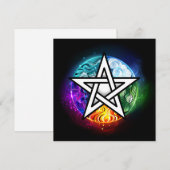 Wiccan pentagram save the date (Voorkant / Achterkant)