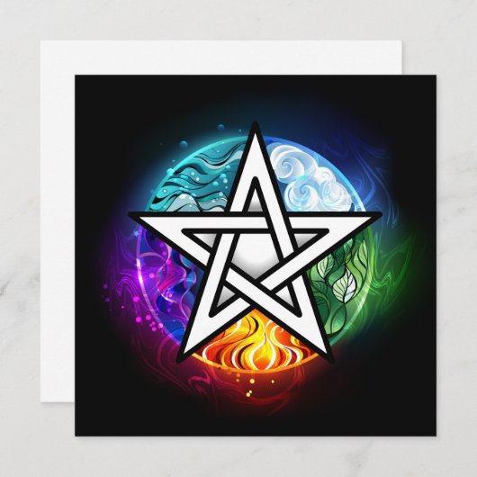 Wiccan pentagram save the date (Voorkant / Achterkant)