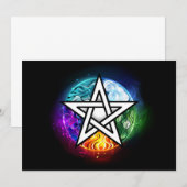 Wiccan pentagram save the date (Voorkant / Achterkant)