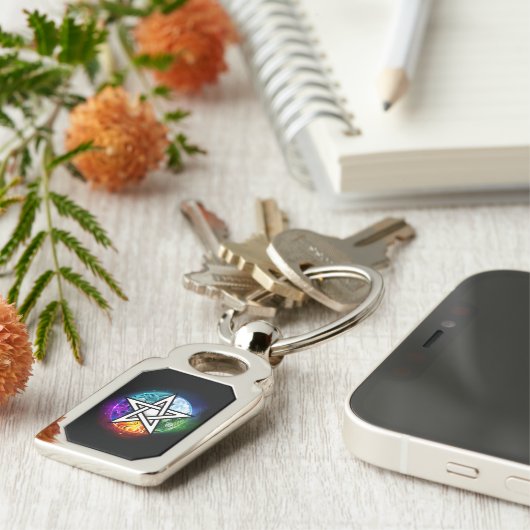 Wiccan pentagram sleutelhanger (Zijkant)