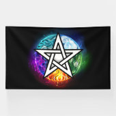 Wiccan pentagram spandoek (Horizontaal)