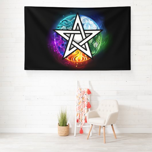 Wiccan pentagram spandoek (Insitu)