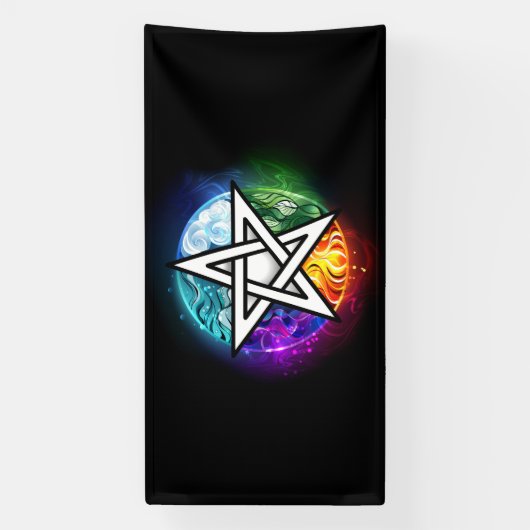 Wiccan pentagram spandoek (Verticaal)