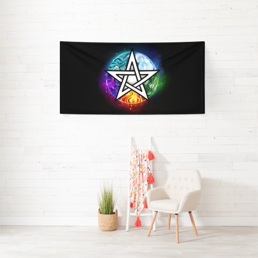 Wiccan pentagram spandoek (Insitu)