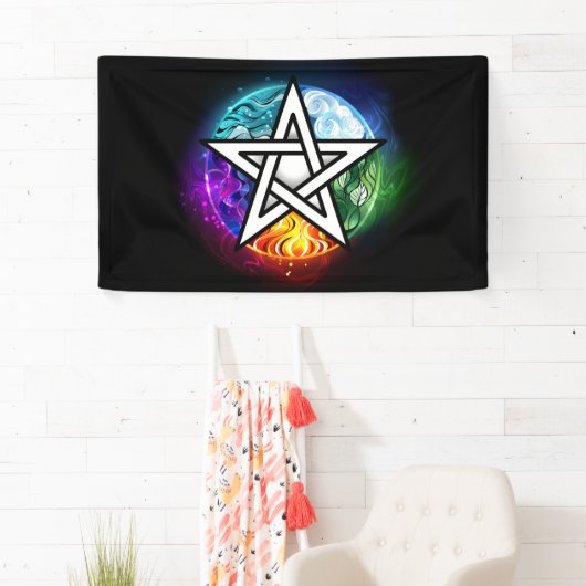 Wiccan pentagram spandoek (Insitu)