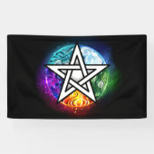 Wiccan pentagram spandoek (Horizontaal)