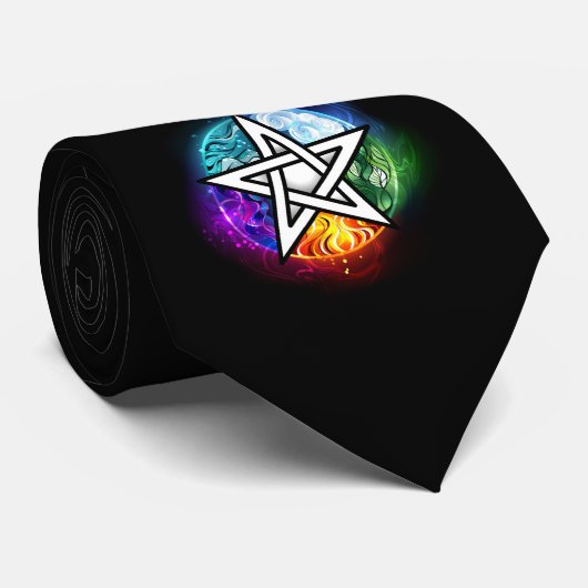 Wiccan pentagram stropdas (Opgerold)
