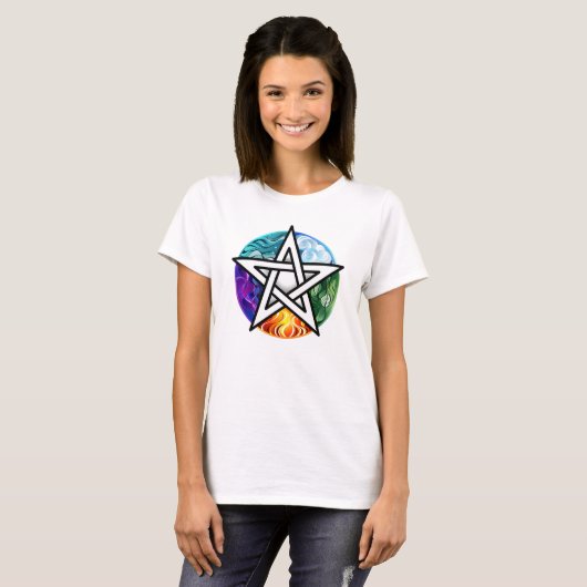 Wiccan pentagram t-shirt (Voorkant volledig)