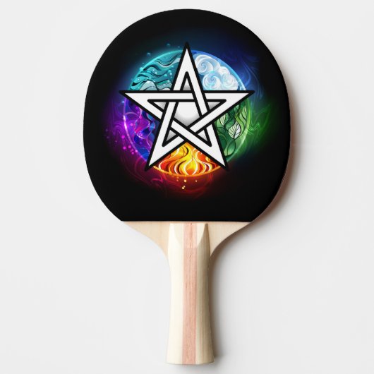 Wiccan pentagram tafeltennisbatje (Voorkant)