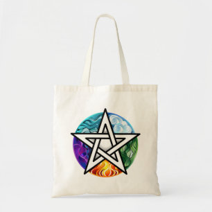 Wiccan pentagram tote bag