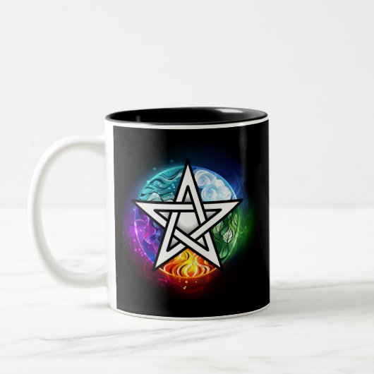 Wiccan pentagram tweekleurige koffiemok (Links)