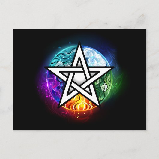 Wiccan pentagram uitnodiging briefkaart (Voorkant)