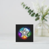 Wiccan pentagram vierkante visitekaartje (Staand voorkant)