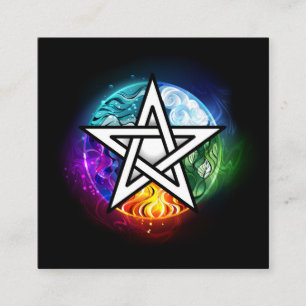 Wiccan pentagram vierkante visitekaartje