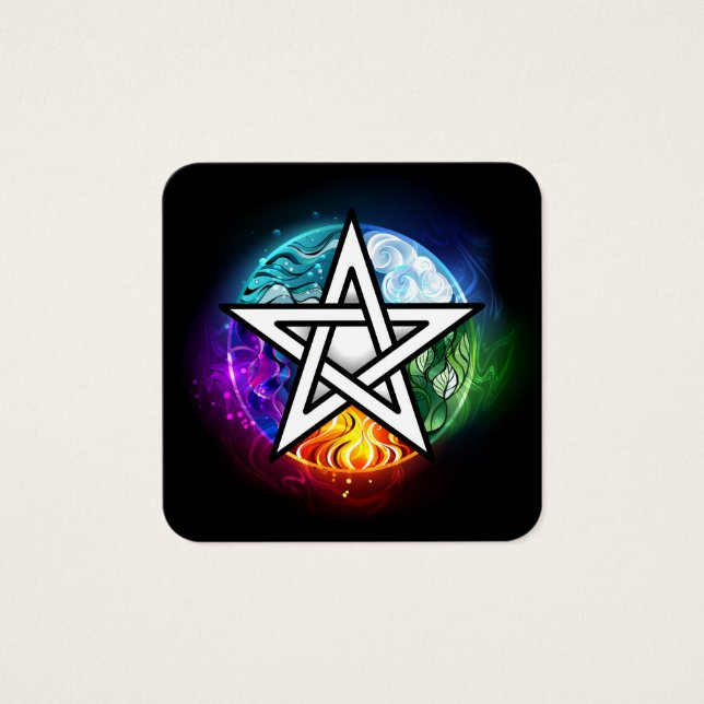 Wiccan pentagram vierkante visitekaartjes (Voorkant)