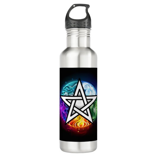 Wiccan pentagram waterfles  (Voorkant)