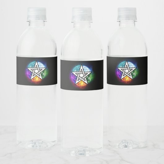 Wiccan pentagram waterfles etiket (Flessen)