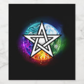 Wiccan pentagram wijn etiket (Enkel label)