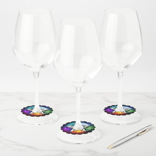 Wiccan pentagram wijnglaslabel (Set)