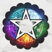 Wiccan pentagram wijnglaslabel (Achterkant)