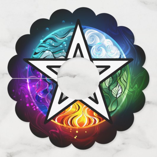 Wiccan pentagram wijnglaslabel (Achterkant)