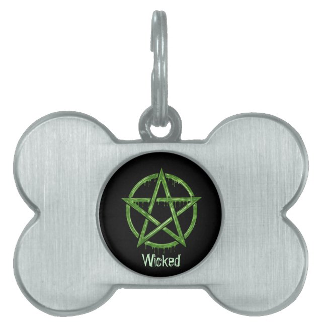 Wiccan Pet GREEN gepersonaliseerd Huisdieren Naamplaatje (voorkant)