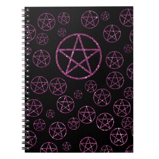 Wiccan Pink Pentacle Journal 80 met uitgelijnde pa Notitieboek (Voorkant)