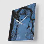 Wiccan Raven and Oak Tree Magic Vierkante Klok (Hoek)