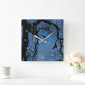 Wiccan Raven and Oak Tree Magic Vierkante Klok (Huis)