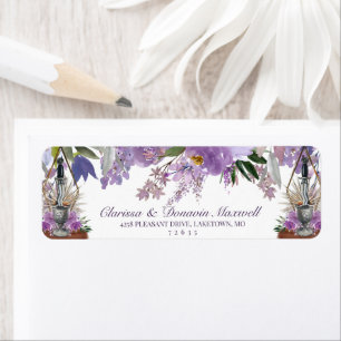 Wiccan Rite of Union Paars Floral Return Address Etiket