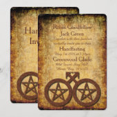 Wiccan Rustic Gay Handfasting Uitnodiging Pentakel (Voorkant / Achterkant)