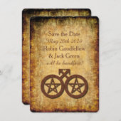 Wiccan Rustic Save the Date Card Gay Handfastings (Voorkant / Achterkant)