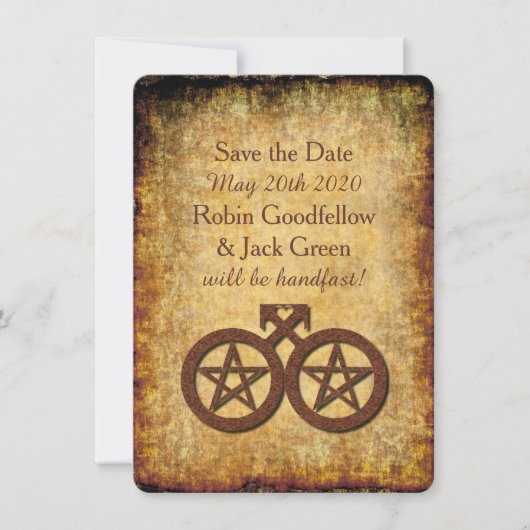 Wiccan Rustic Save the Date Card Gay Handfastings (Voorkant)