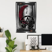 Wiccan Silver Cresent Moon & Pentacle Poster (Thuiskantoor)