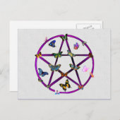Wiccan Star en Butterflies Briefkaart (Voorkant / Achterkant)