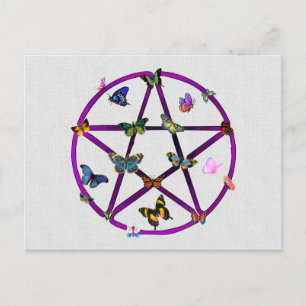 Wiccan Star en Butterflies Briefkaart