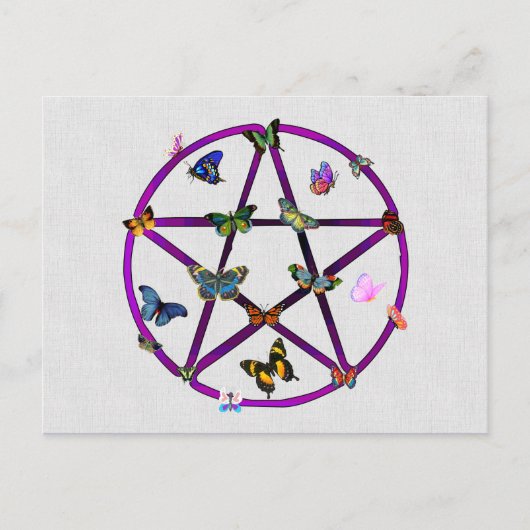 Wiccan Star en Butterflies Briefkaart (Voorkant)