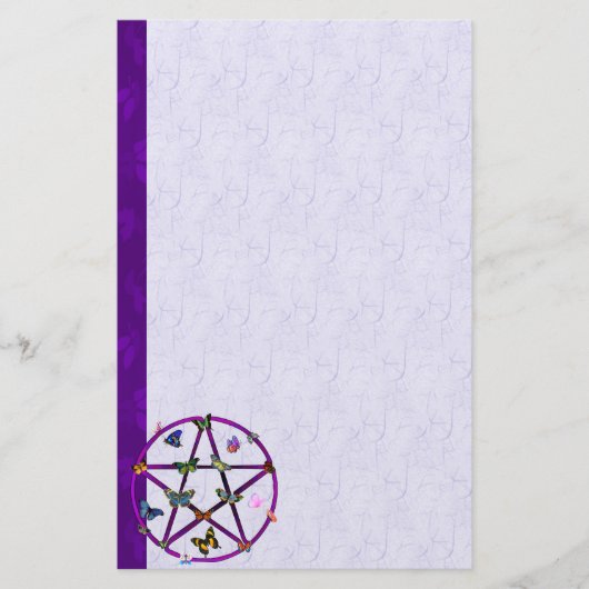 Wiccan Star en Butterflies Briefpapier (Voorkant)