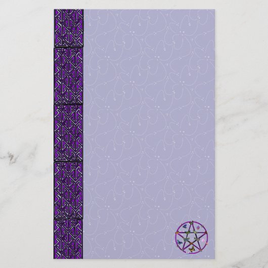 Wiccan Star en Butterflies Briefpapier (Voorkant)