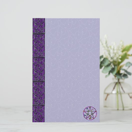 Wiccan Star en Butterflies Briefpapier (Staand voorkant)