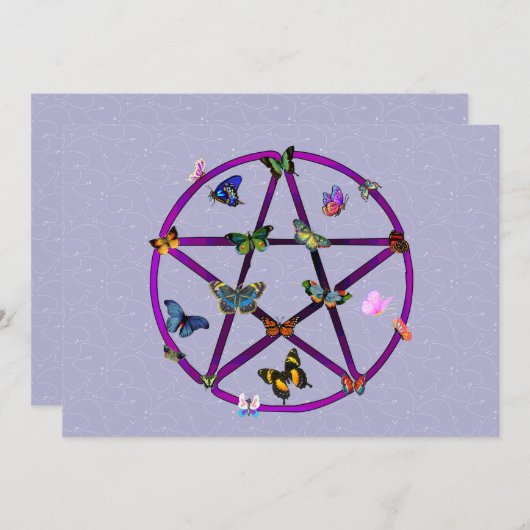 Wiccan Star en Butterflies Kaart (Voorkant / Achterkant)