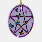 Wiccan Star en Butterflies Keramisch Ornament (Rechts)