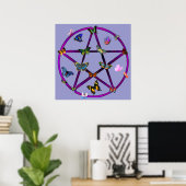 Wiccan Star en Butterflies Poster (Thuiskantoor)