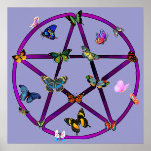 Wiccan Star en Butterflies Poster