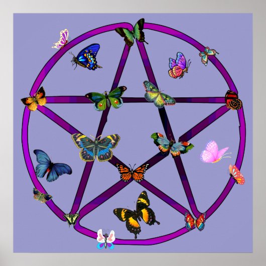 Wiccan Star en Butterflies Poster (Voorkant)