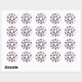 Wiccan Star en Butterflies Ronde Sticker (Vel)