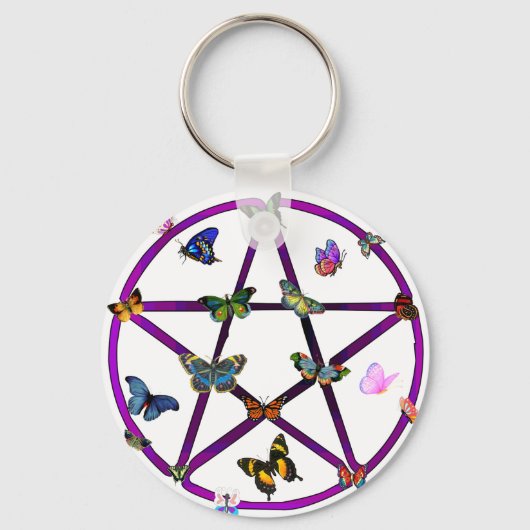 Wiccan Star en Butterflies Sleutelhanger (Voorkant)